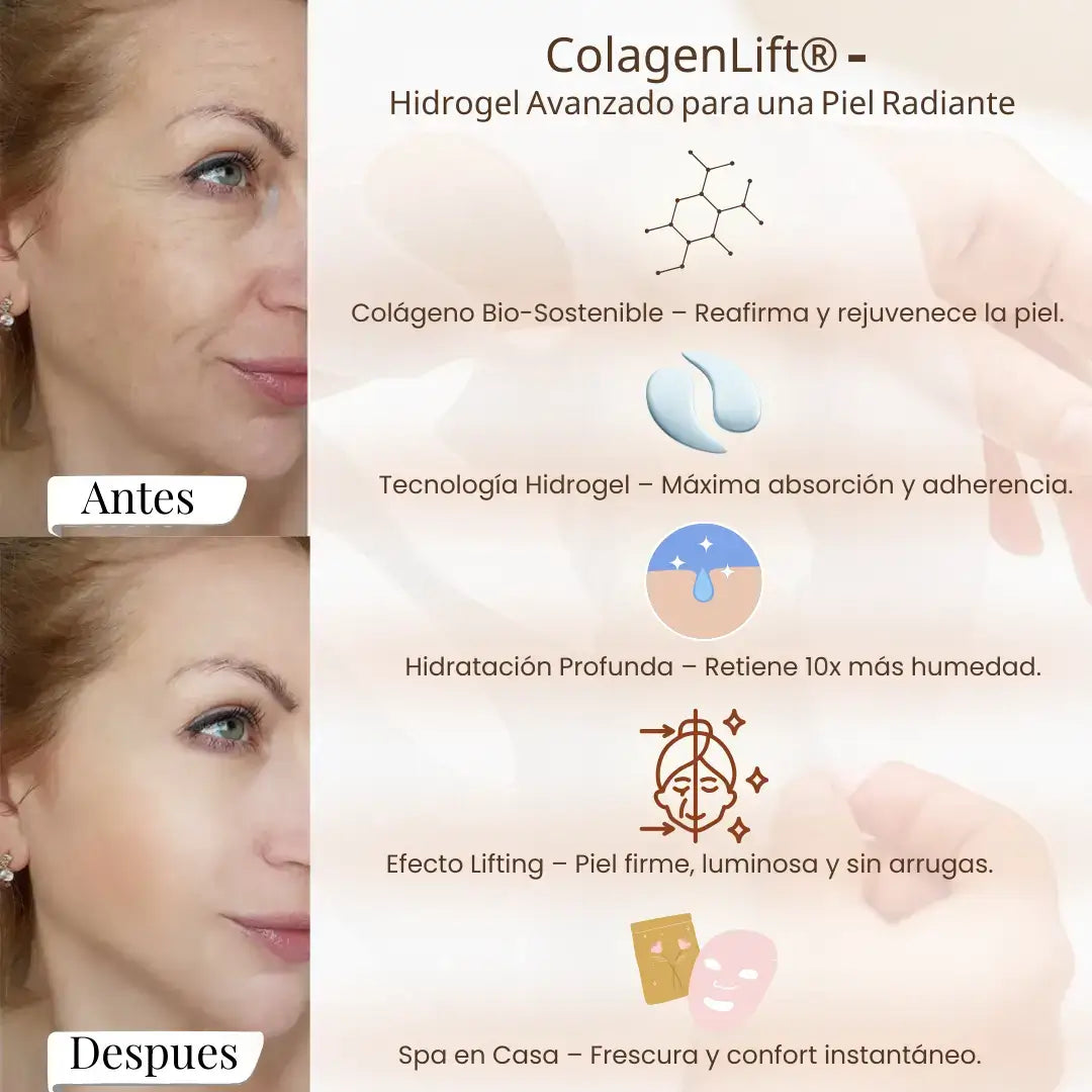 Resultados reales de ColagenLift® - Antes y después de 3 días de uso.
